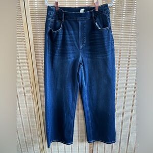 NWOT HALARA SIZE L Dark Blue Wide Leg Denim Jeans High Stretch